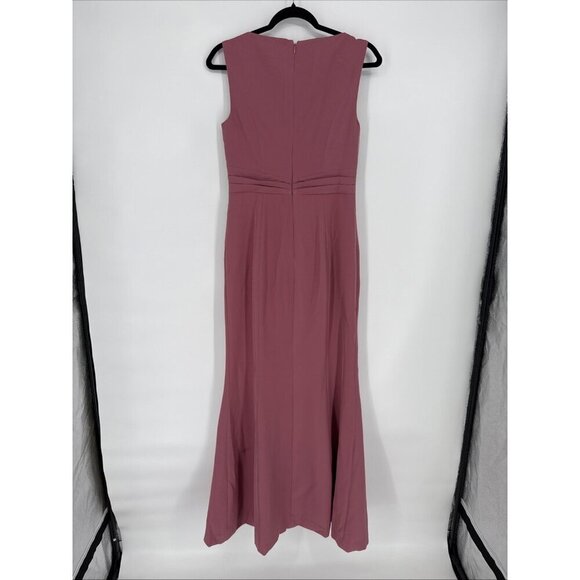 Kay Unger Sansa Womens Size 4 Pink Pleated Bateau Neck Sleeveless Formal Gown - Picture 7 of 14